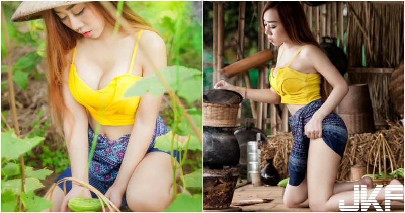 【蜗牛棋牌】「大奶小農婦」爆奶摘黃瓜！自給自足的生活偶爾還有香蕉能解渴！