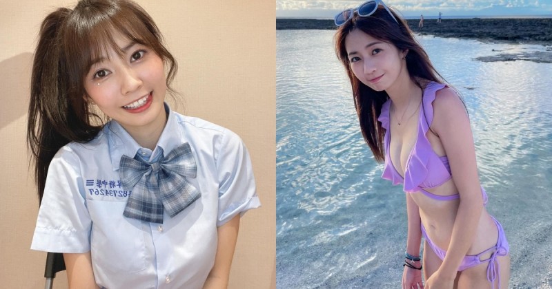 【蜗牛棋牌】「啦啦隊正妹」綠島玩水太可愛！荷葉邊比基尼秀「白嫩雪乳」，看過都想被她加油！