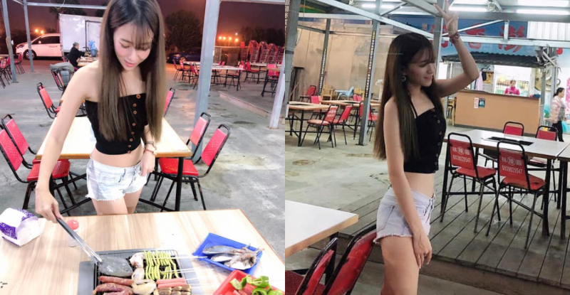 【蜗牛棋牌】烤到脫衣服！氣質正妹「Yuanyuan媛媛兒」超短熱褲火辣烤肉
