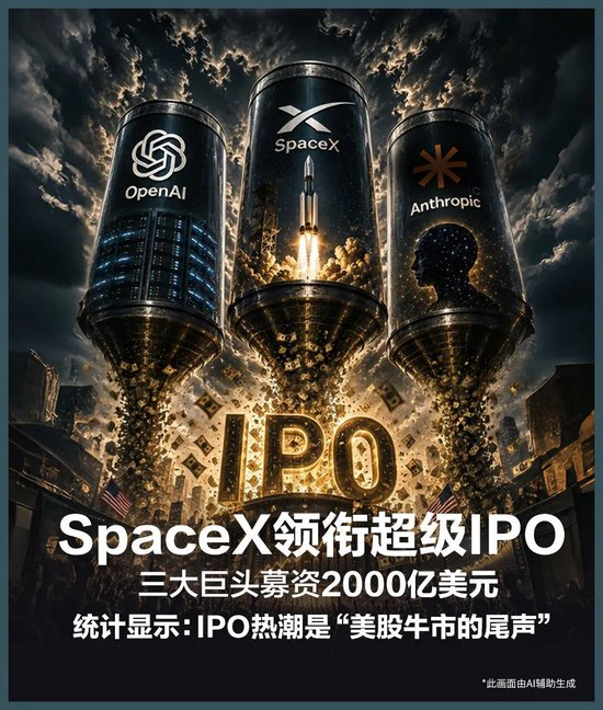 【蜗牛棋牌】SpaceX领衔超级IPO，三大巨头募资2000亿美元！业内人士：史上最大潜在骗局，经济学家警告：IPO浪潮是牛市末尾信号
