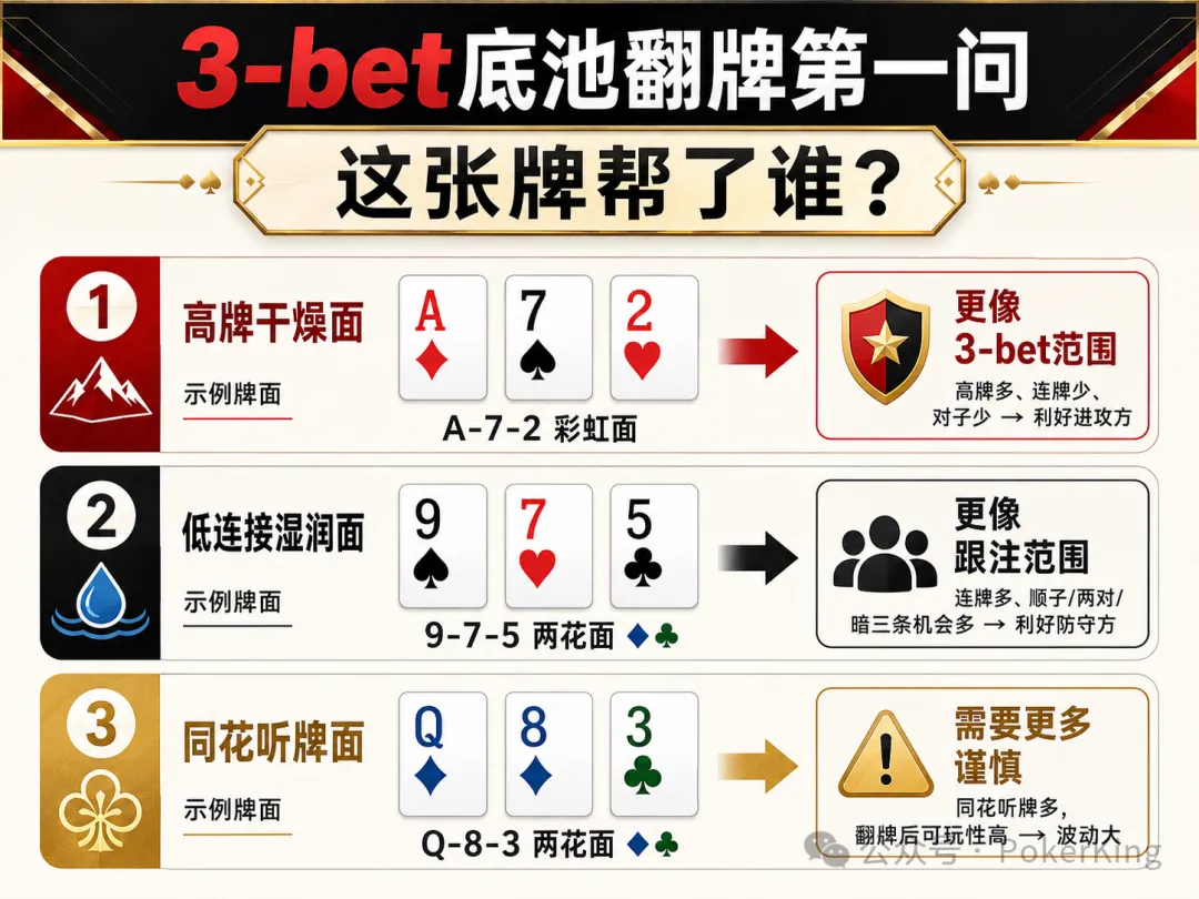 【EV扑克】翻前3-bet，翻牌没中怎么办？别只看“中没中”，要看这三件事