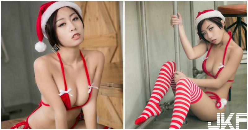【蜗牛棋牌】爆乳耶誕內衣超噴血，「火辣曲線」讓人想把綁帶解開啊！
