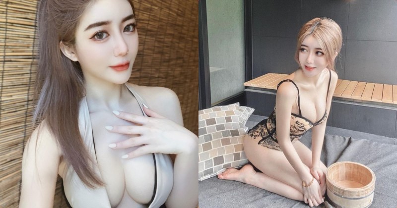 【蜗牛棋牌】正妹「天燈妹」泡溫泉中路大開，「白皙美乳」好撩人呀！