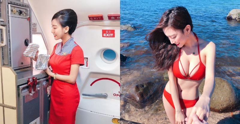 【蜗牛棋牌】「氣質空服員」褪下保守制服竟是巨乳身材！海邊大曬白嫩渾圓奶球！