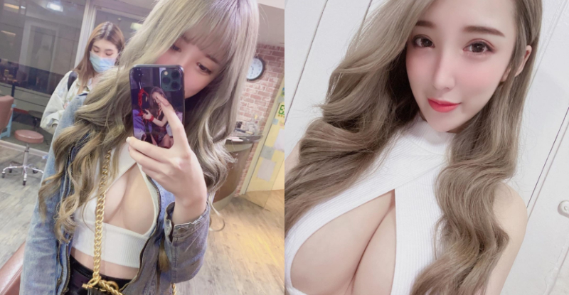 【蜗牛棋牌】總統出巡！巨乳正妹「蔡瑛紋」開胸裝上街　中路大開露出白嫩奶球
