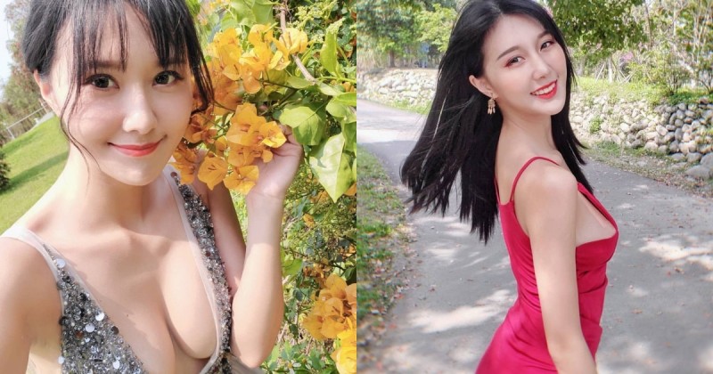 【蜗牛棋牌】誰能專心賞花？「羽晴Min」小禮服中路大開秀雪白美乳，連日常側拍都快守不住防線！