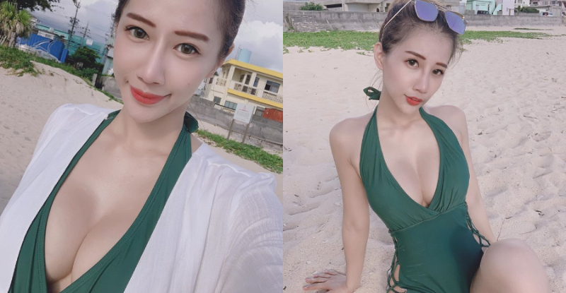 【蜗牛棋牌】超甜美正妹「米小米 mina」深V泳裝大爆乳　解放兩顆渾圓奶球