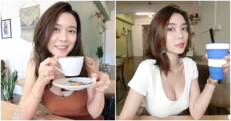 【蜗牛棋牌】大馬正妹Peisy推廣環保杯，「超低領口」讓大家眼睛移不開了！