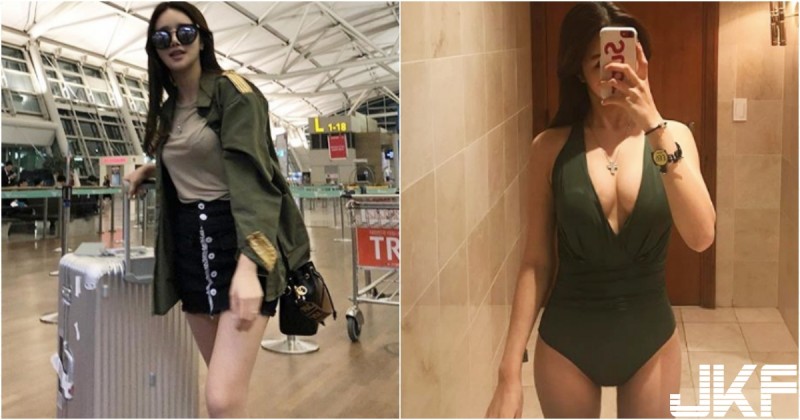 【蜗牛棋牌】機場出沒的「貴婦姐姐」身材好辣！「渾圓白皙」美乳形狀從泳裝爆出！