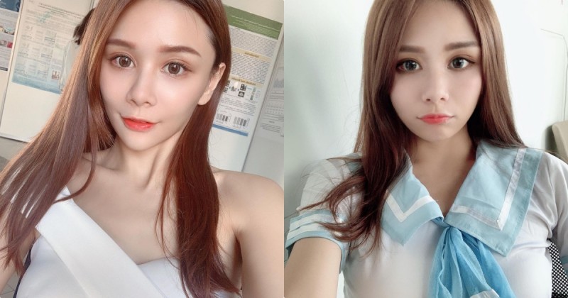 【蜗牛棋牌】正妹「奶茶」淺色制服裝好吸睛，粉絲都好想當她的同學！